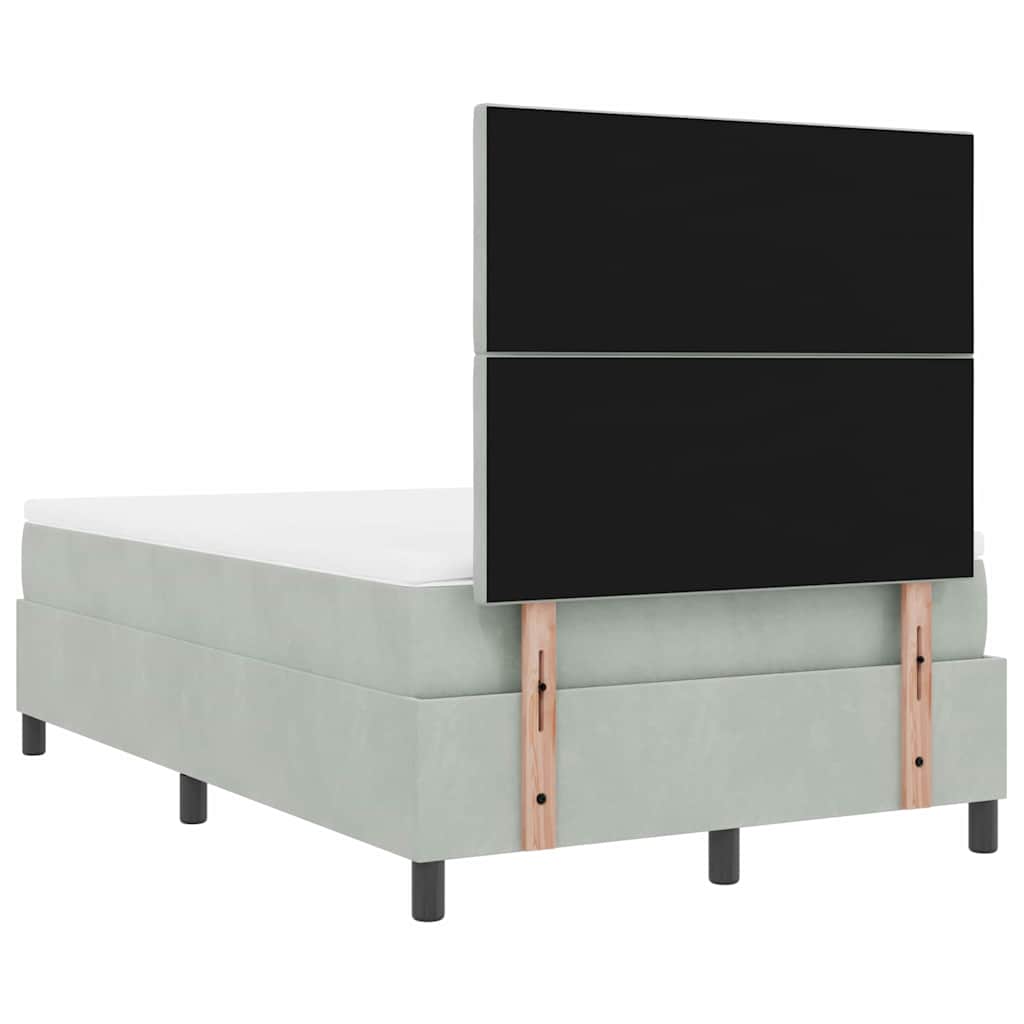 vidaXL Łóżko sprężynowe Z zagłówkiem Jasnoszary 120 x 200 cm Aksamit