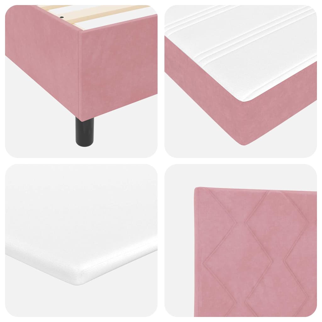 vidaXL Łóżko sprężynowe Z zagłówkiem Różowy 140 x 200 cm Aksamit