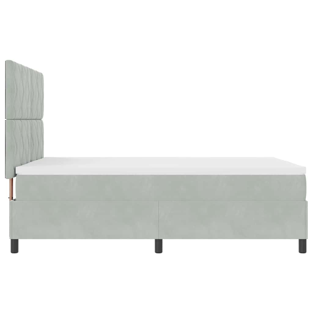 vidaXL Łóżko sprężynowe Z zagłówkiem Jasnoszary 160 x 200 cm Aksamit