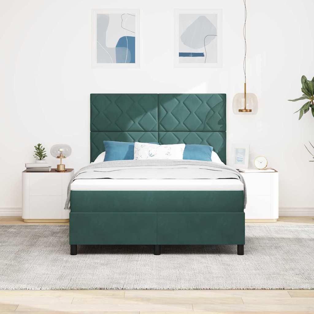 vidaXL Łóżko sprężynowe Ciemna zieleń 160 x 200 cm Aksamit