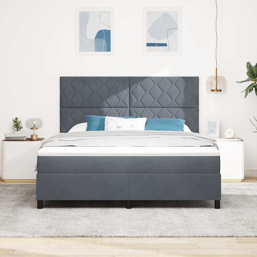 vidaXL Łóżko sprężynowe Z zagłówkiem Ciemnoszary 180 x 200 cm Aksamit