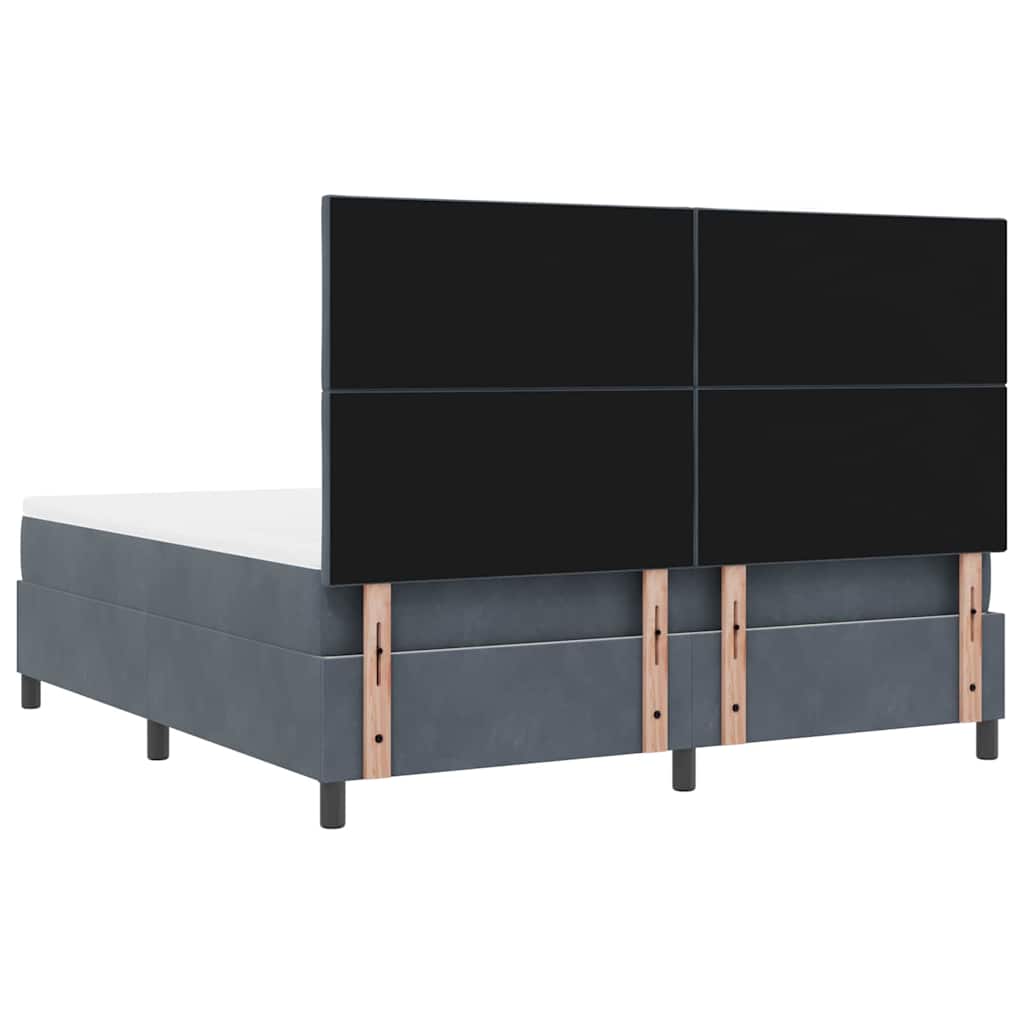 vidaXL Łóżko sprężynowe Z zagłówkiem Ciemnoszary 180 x 200 cm Aksamit