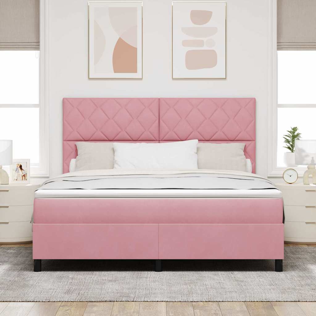vidaXL Łóżko sprężynowe Z zagłówkiem Różowy 180 x 200 cm Aksamit