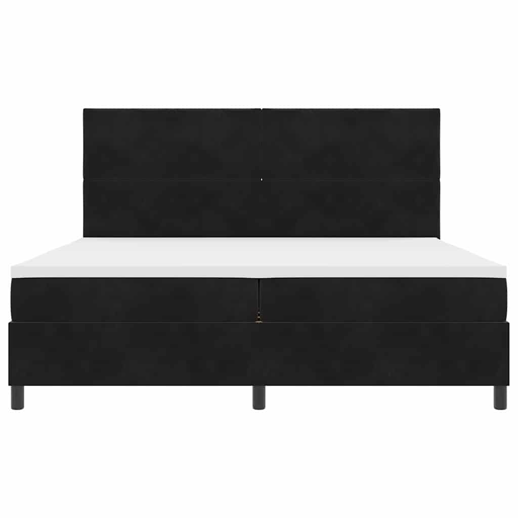 vidaXL Łóżko sprężynowe Z zagłówkiem Czarny 200 x 200 cm Aksamit