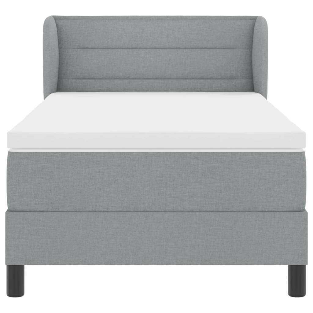 vidaXL Łóżko sprężynowe Z zagłówkiem Jasnoszary 80 x 200 cm tkanina