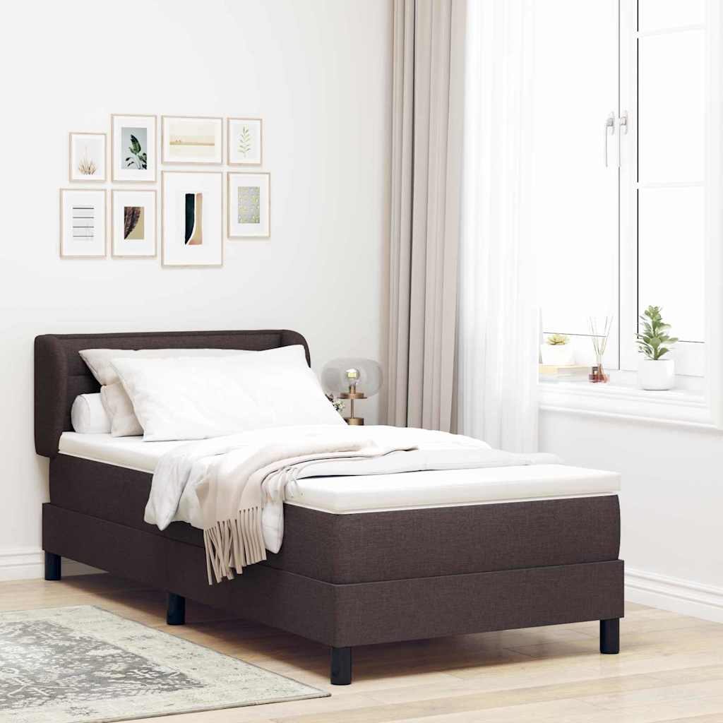 vidaXL Łóżko sprężynowe Z zagłówkiem Ciemny brąz 90 x 190 cm tkanina