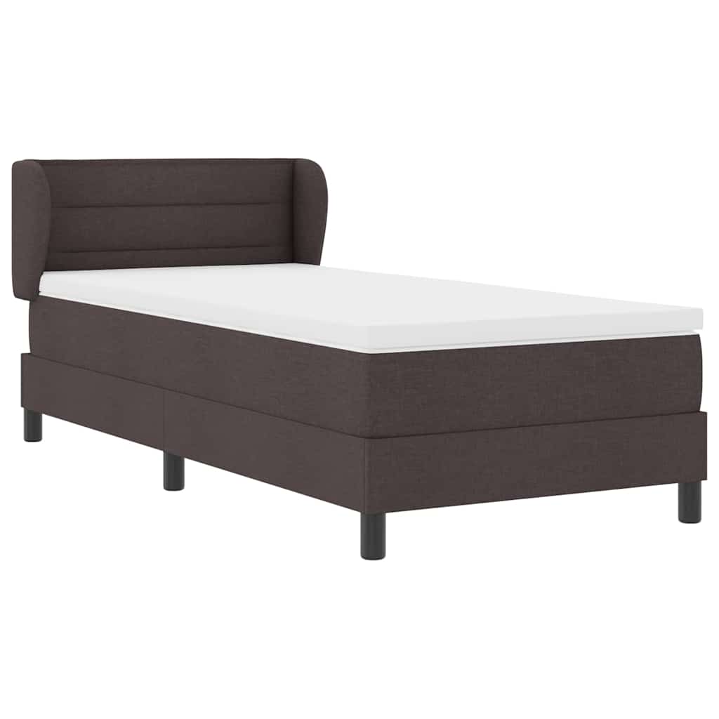 vidaXL Łóżko sprężynowe Z zagłówkiem Ciemny brąz 90 x 190 cm tkanina