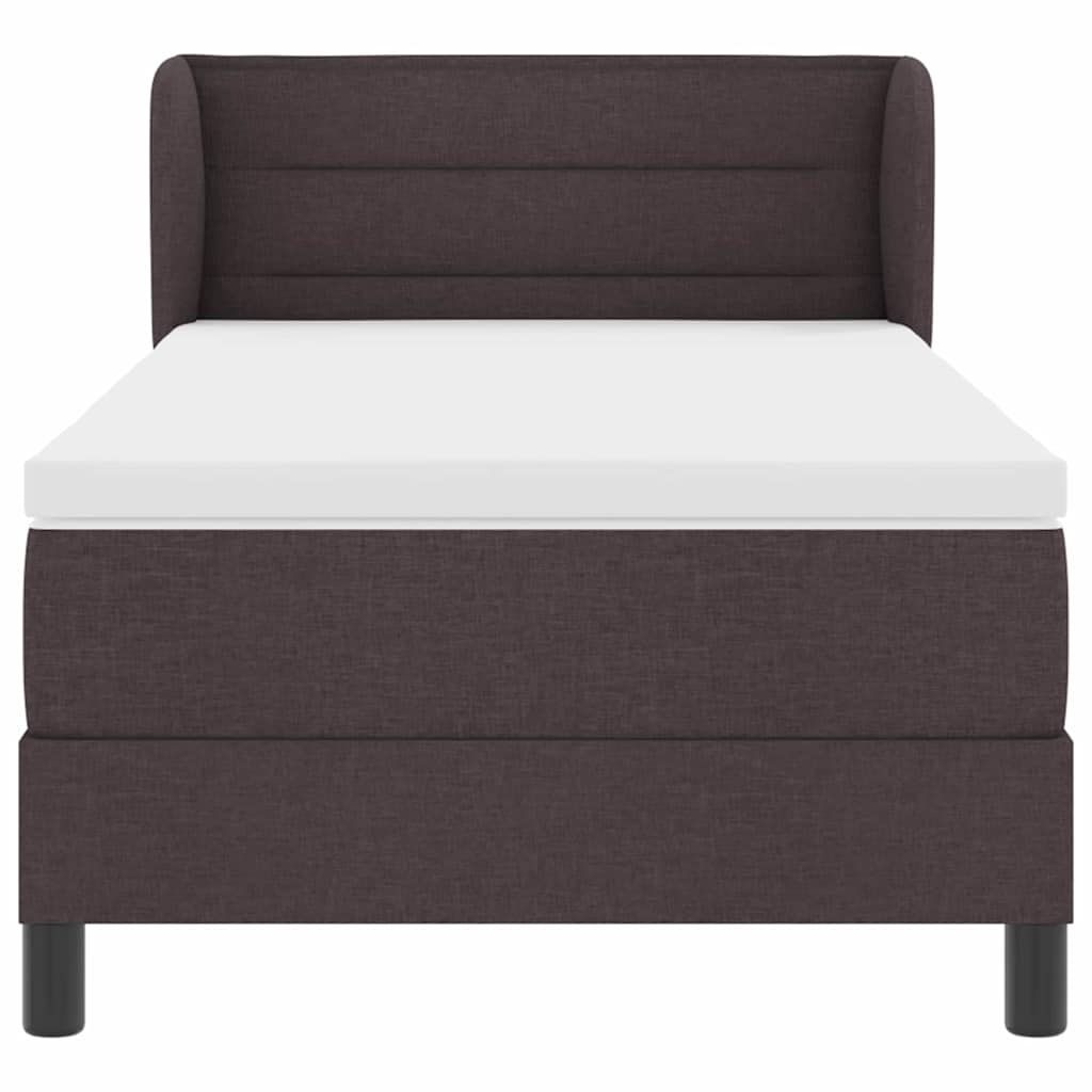 vidaXL Łóżko sprężynowe Z zagłówkiem Ciemny brąz 90 x 190 cm tkanina