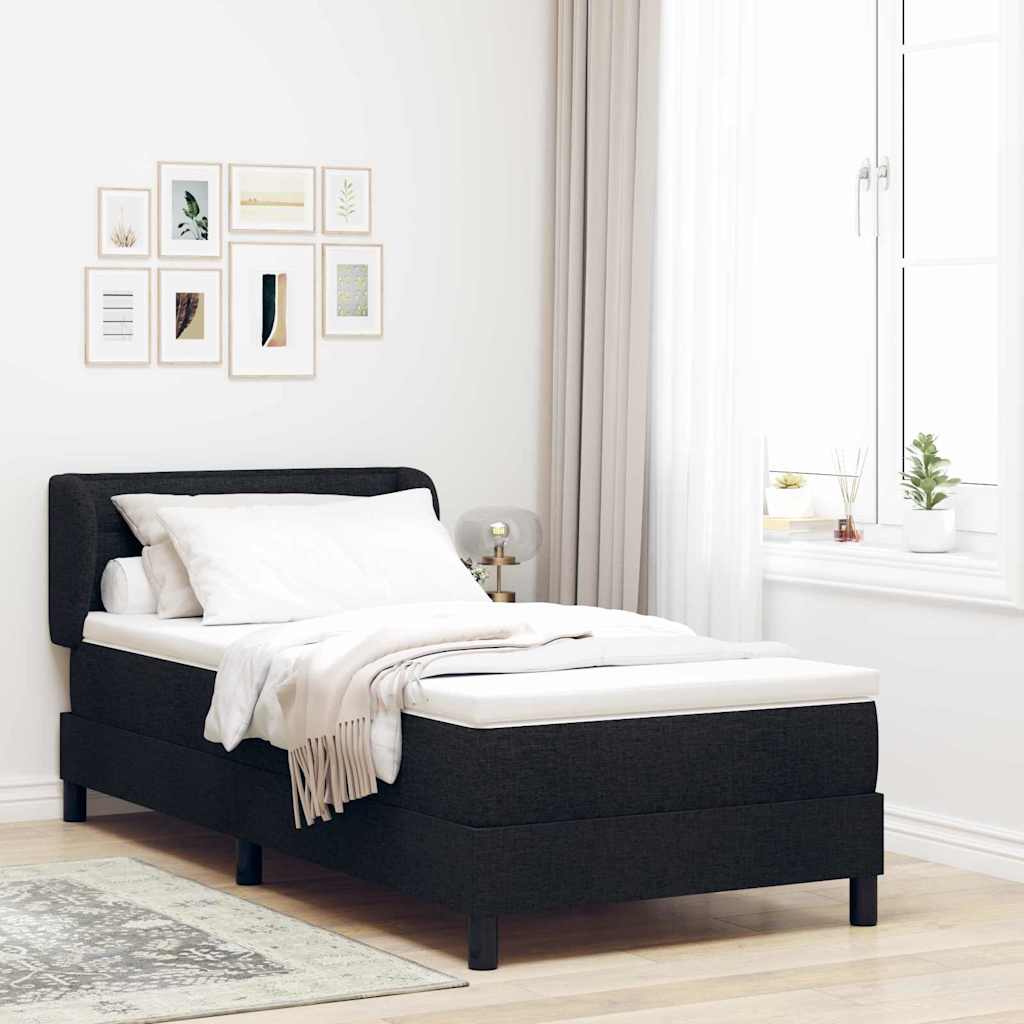 vidaXL Łóżko sprężynowe z materacem Czarny 90 x 200 cm tkanina