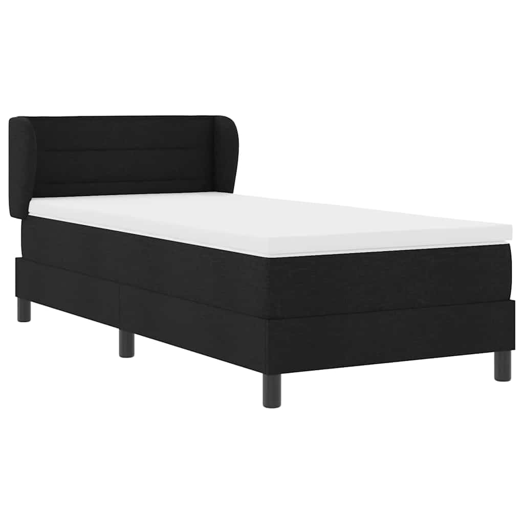 vidaXL Łóżko sprężynowe z materacem Czarny 90 x 200 cm tkanina