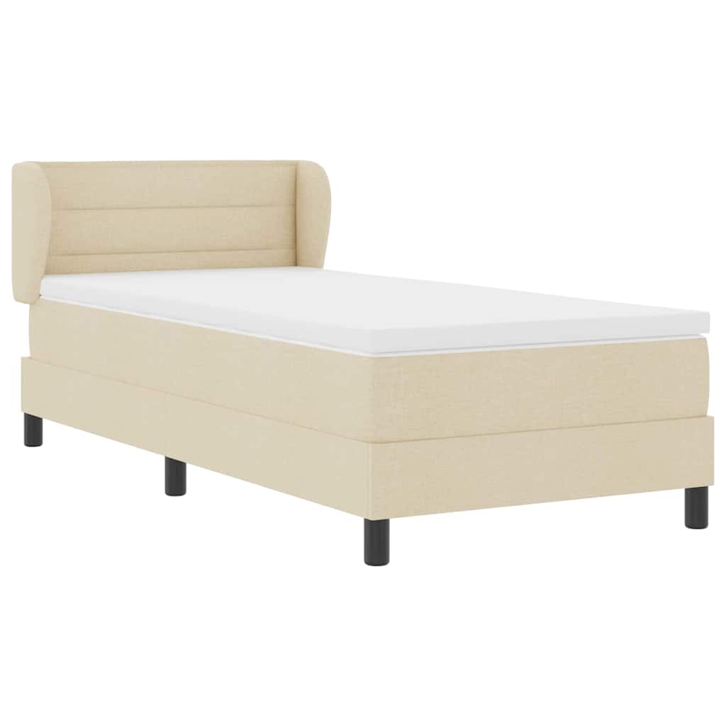 vidaXL Łóżko sprężynowe z materacem Kremowy 90 x 200 cm tkanina