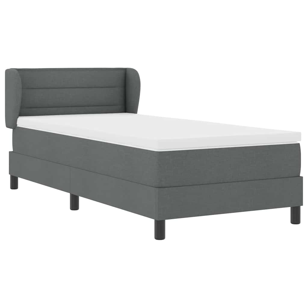 vidaXL Łóżko sprężynowe z materacem ciemno szary 100 x 200 cm tkanina