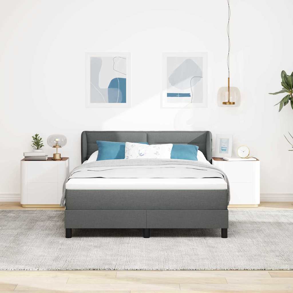 vidaXL Łóżko sprężynowe z materacem ciemno szary 140 x 200 cm tkanina