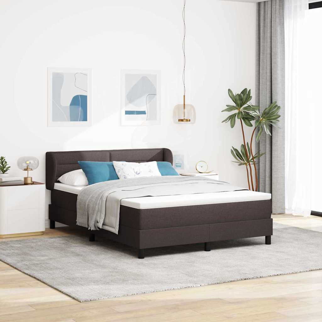 vidaXL Łóżko sprężynowe Z zagłówkiem Ciemny brąz 140 x 200 cm tkanina