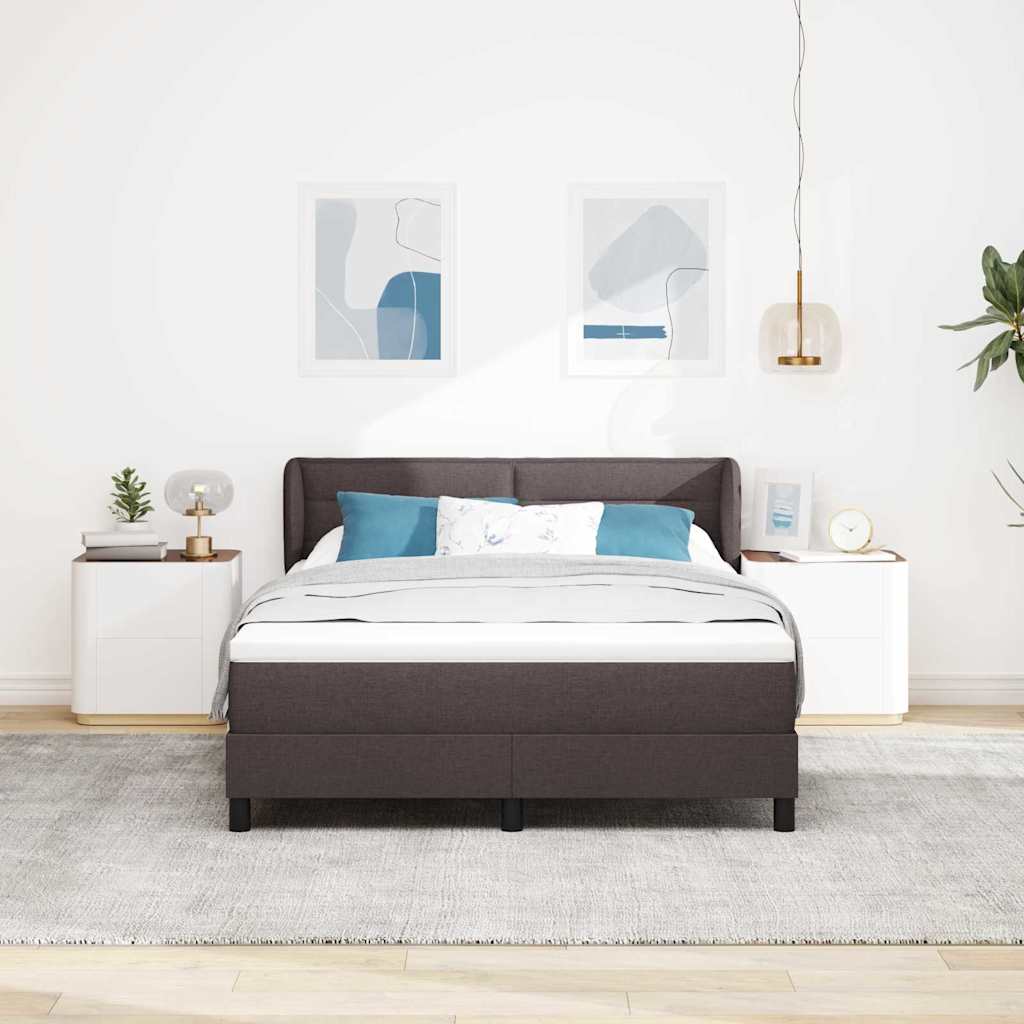 vidaXL Łóżko sprężynowe Z zagłówkiem Ciemny brąz 140 x 200 cm tkanina