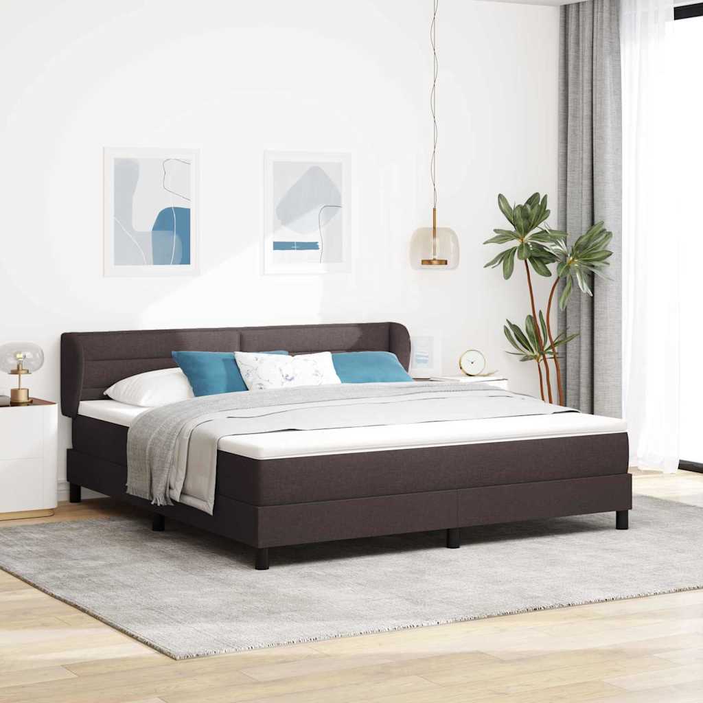 vidaXL Łóżko sprężynowe Z zagłówkiem Ciemny brąz 180 x 200 cm tkanina