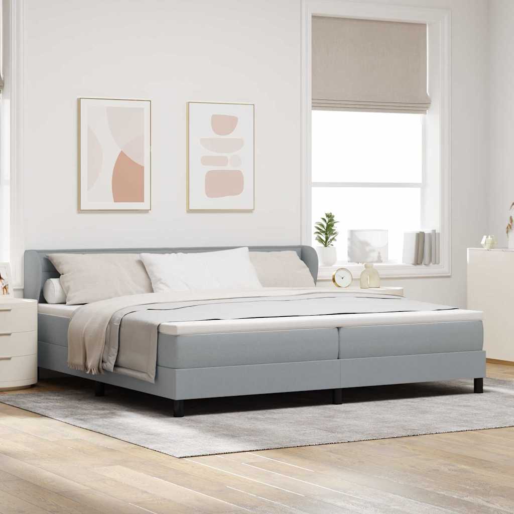 vidaXL Łóżko sprężynowe z materacem Jasnoszary 200 x 200 cm tkanina