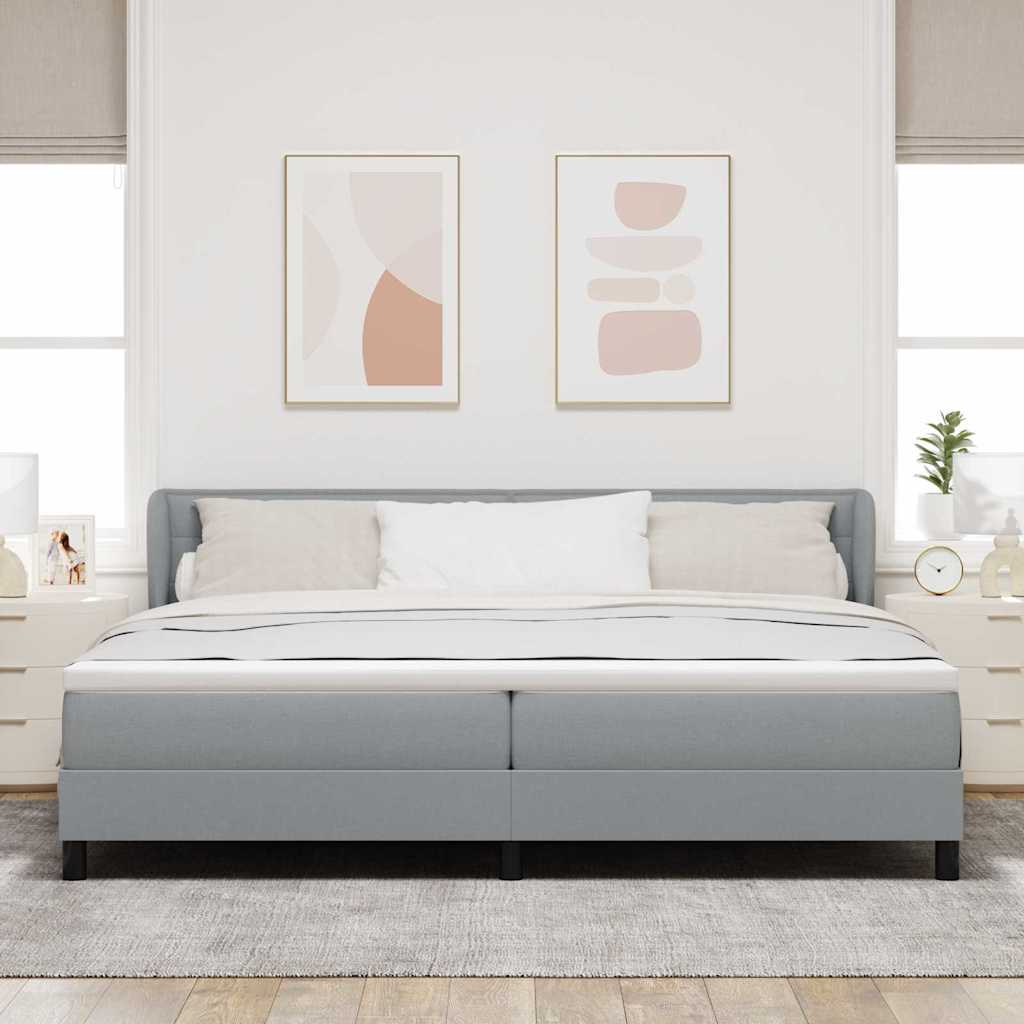 vidaXL Łóżko sprężynowe z materacem Jasnoszary 200 x 200 cm tkanina