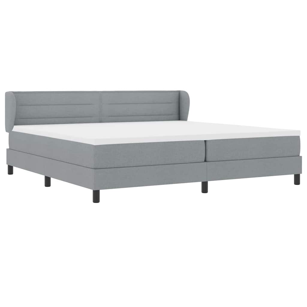 vidaXL Łóżko sprężynowe z materacem Jasnoszary 200 x 200 cm tkanina