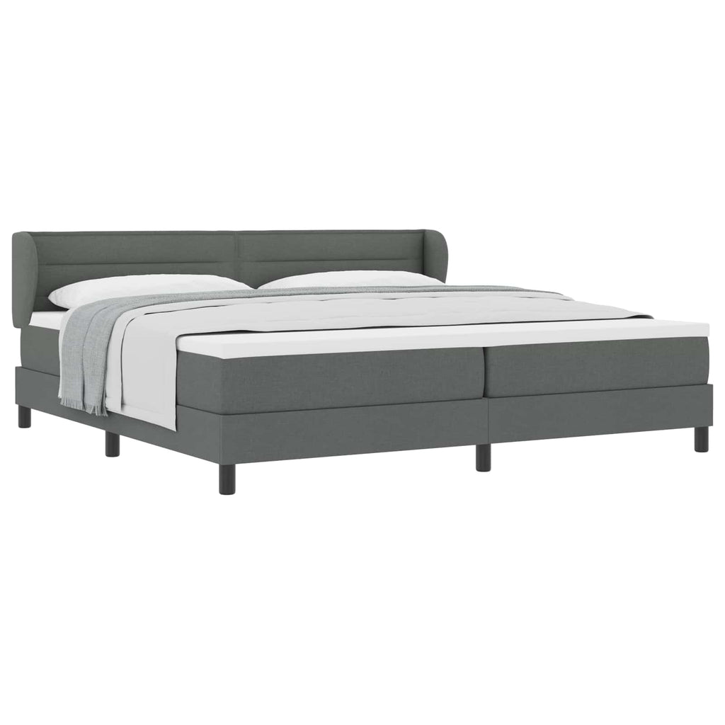 vidaXL Łóżko sprężynowe z materacem ciemno szary 200 x 200 cm tkanina