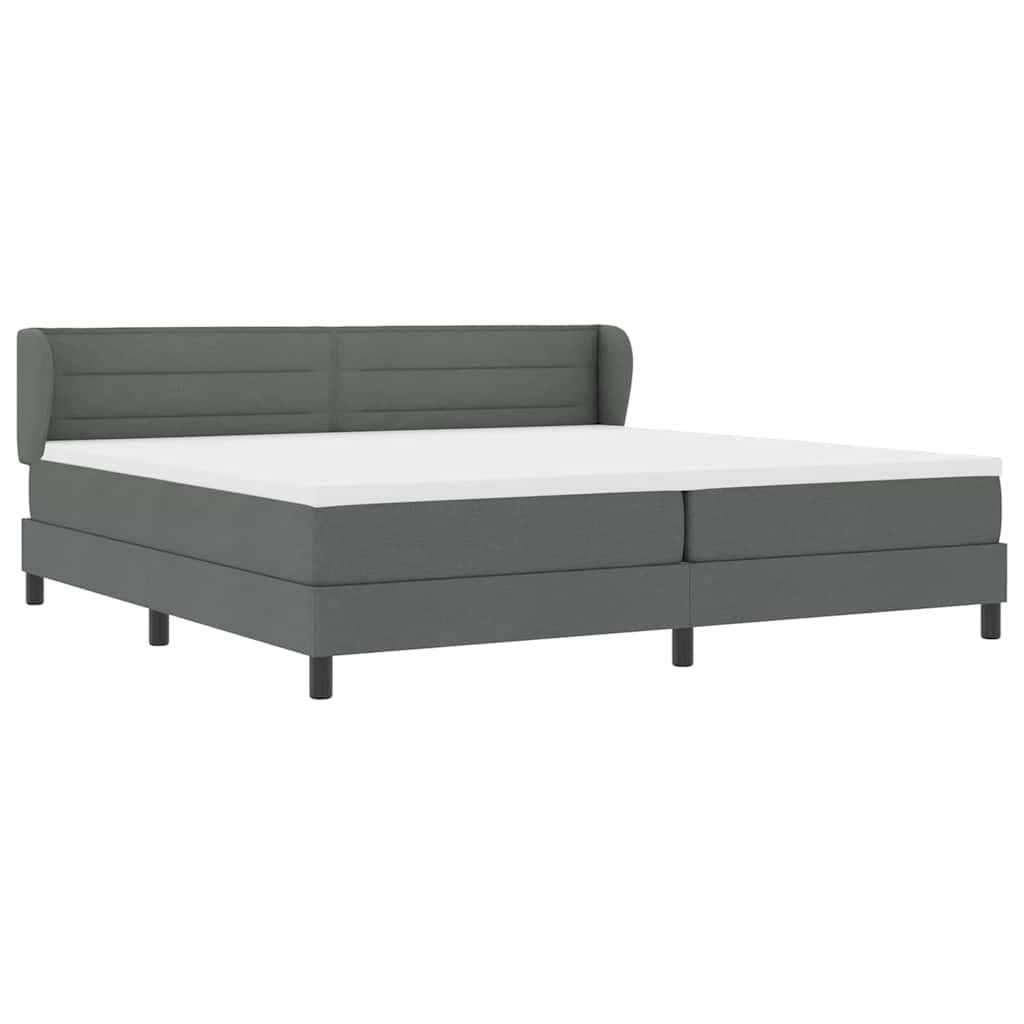 vidaXL Łóżko sprężynowe z materacem ciemno szary 200 x 200 cm tkanina