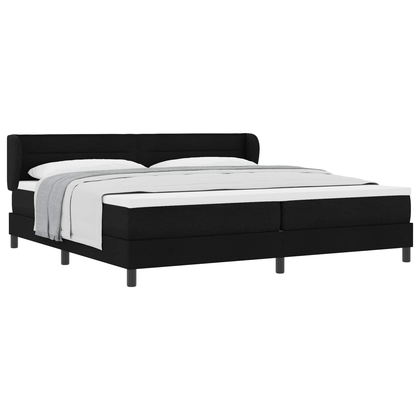 vidaXL Łóżko sprężynowe z materacem Czarny 200 x 200 cm tkanina