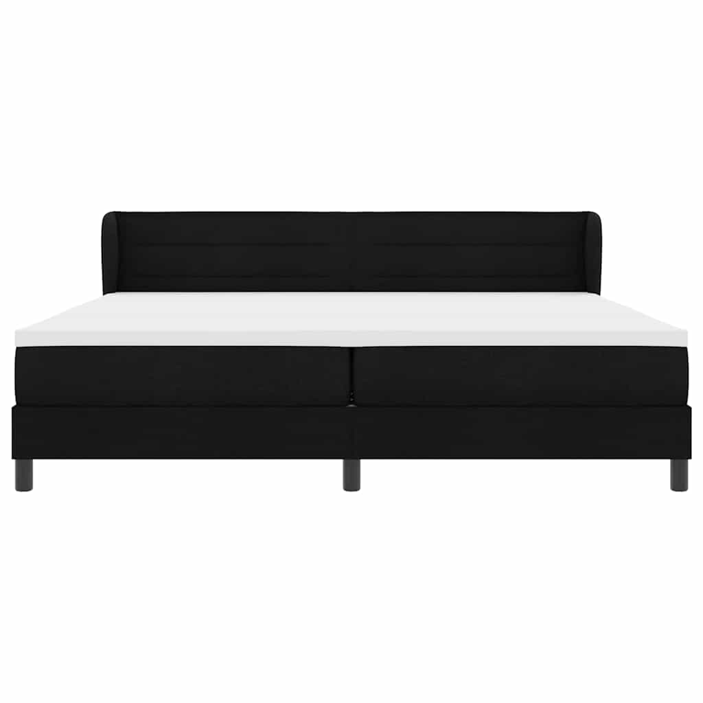 vidaXL Łóżko sprężynowe z materacem Czarny 200 x 200 cm tkanina