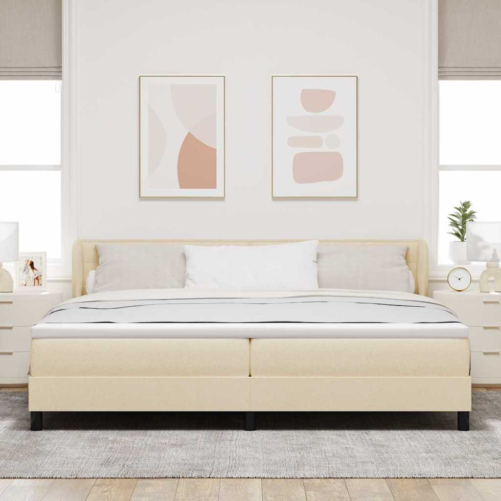 vidaXL Łóżko sprężynowe z materacem Kremowy 200 x 200 cm tkanina