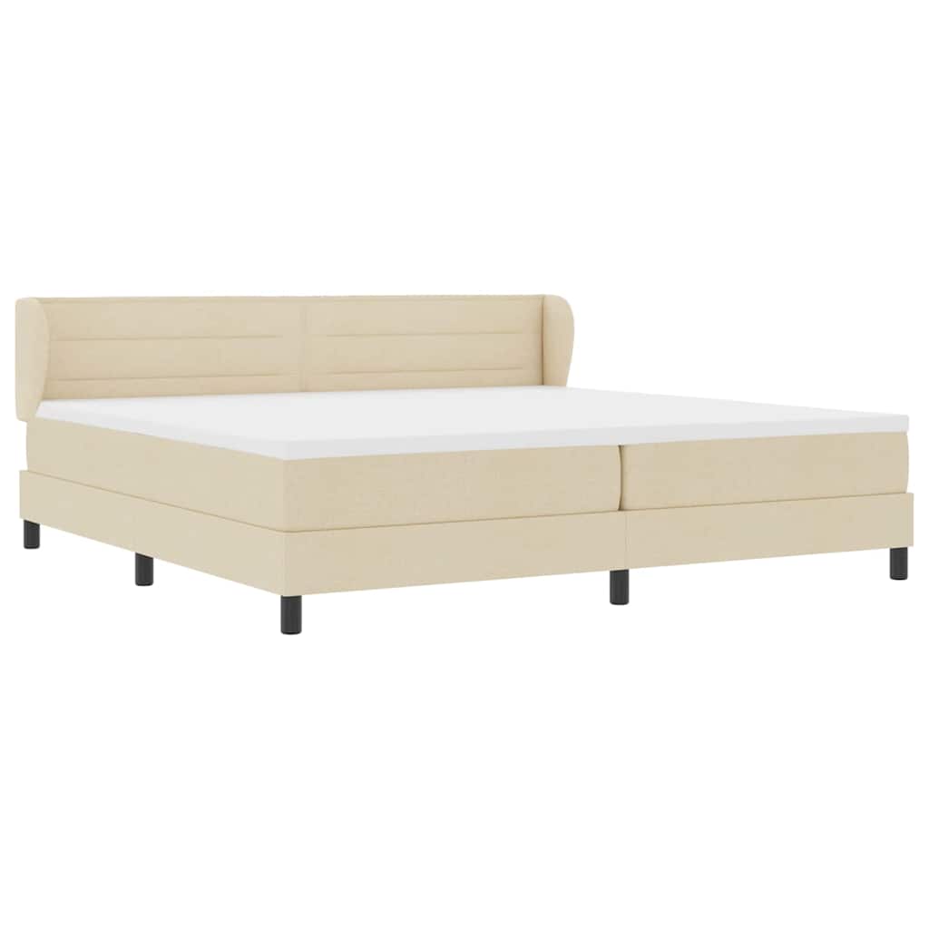 vidaXL Łóżko sprężynowe z materacem Kremowy 200 x 200 cm tkanina