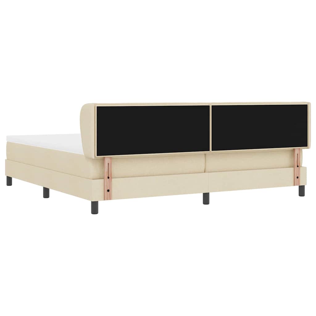 vidaXL Łóżko sprężynowe z materacem Kremowy 200 x 200 cm tkanina