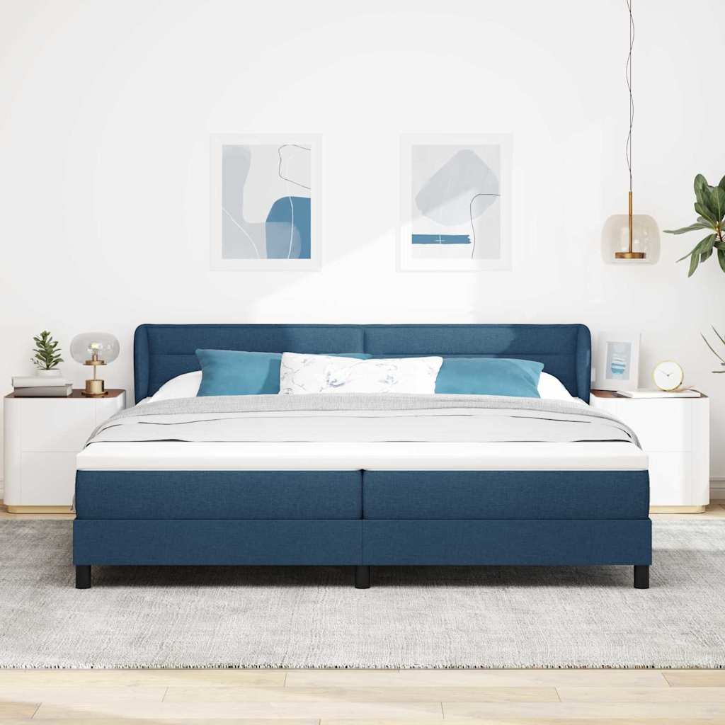 vidaXL Łóżko sprężynowe z materacem Niebieski 200 x 200 cm tkanina