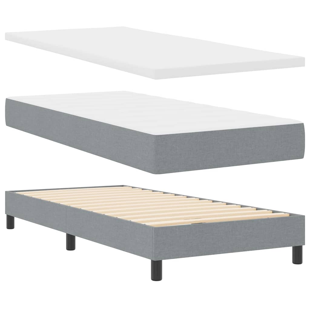 vidaXL Łóżko sprężynowe Z zagłówkiem Jasnoszary 80 x 200 cm tkanina