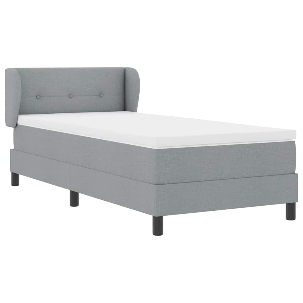 vidaXL Łóżko sprężynowe Z zagłówkiem Jasnoszary 80 x 200 cm tkanina