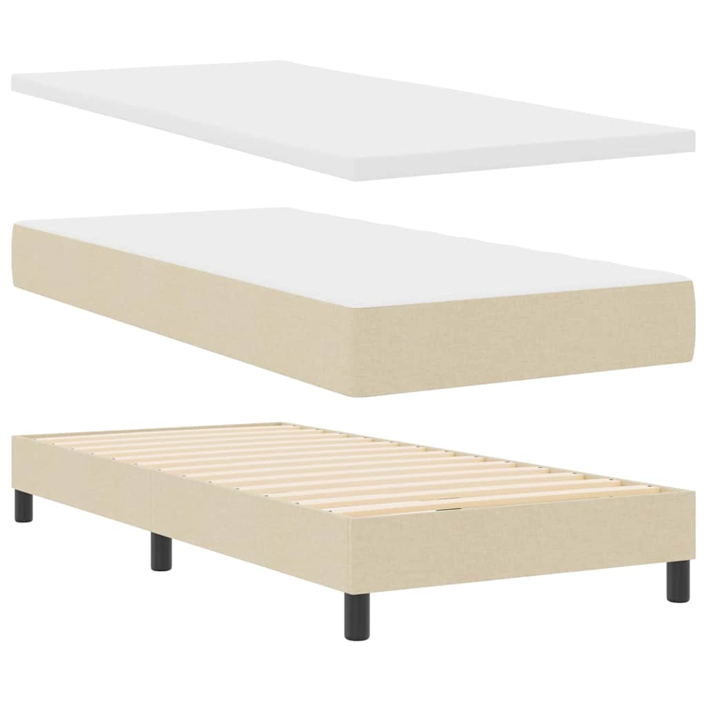 vidaXL Łóżko sprężynowe Z zagłówkiem Kremowy 80 x 200 cm tkanina