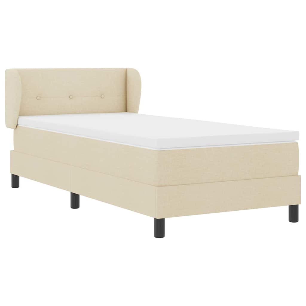 vidaXL Łóżko sprężynowe Z zagłówkiem Kremowy 80 x 200 cm tkanina