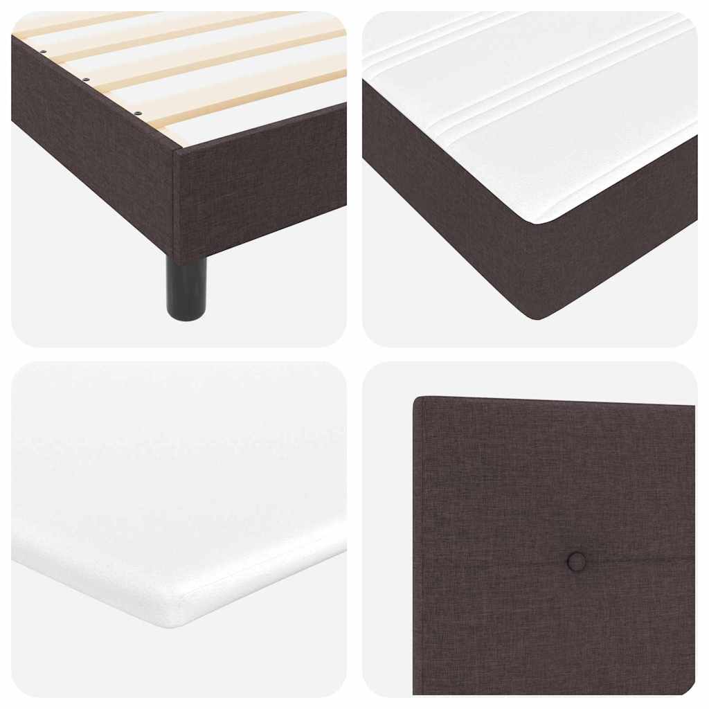 vidaXL Łóżko sprężynowe Z zagłówkiem Ciemny brąz 90 x 190 cm tkanina
