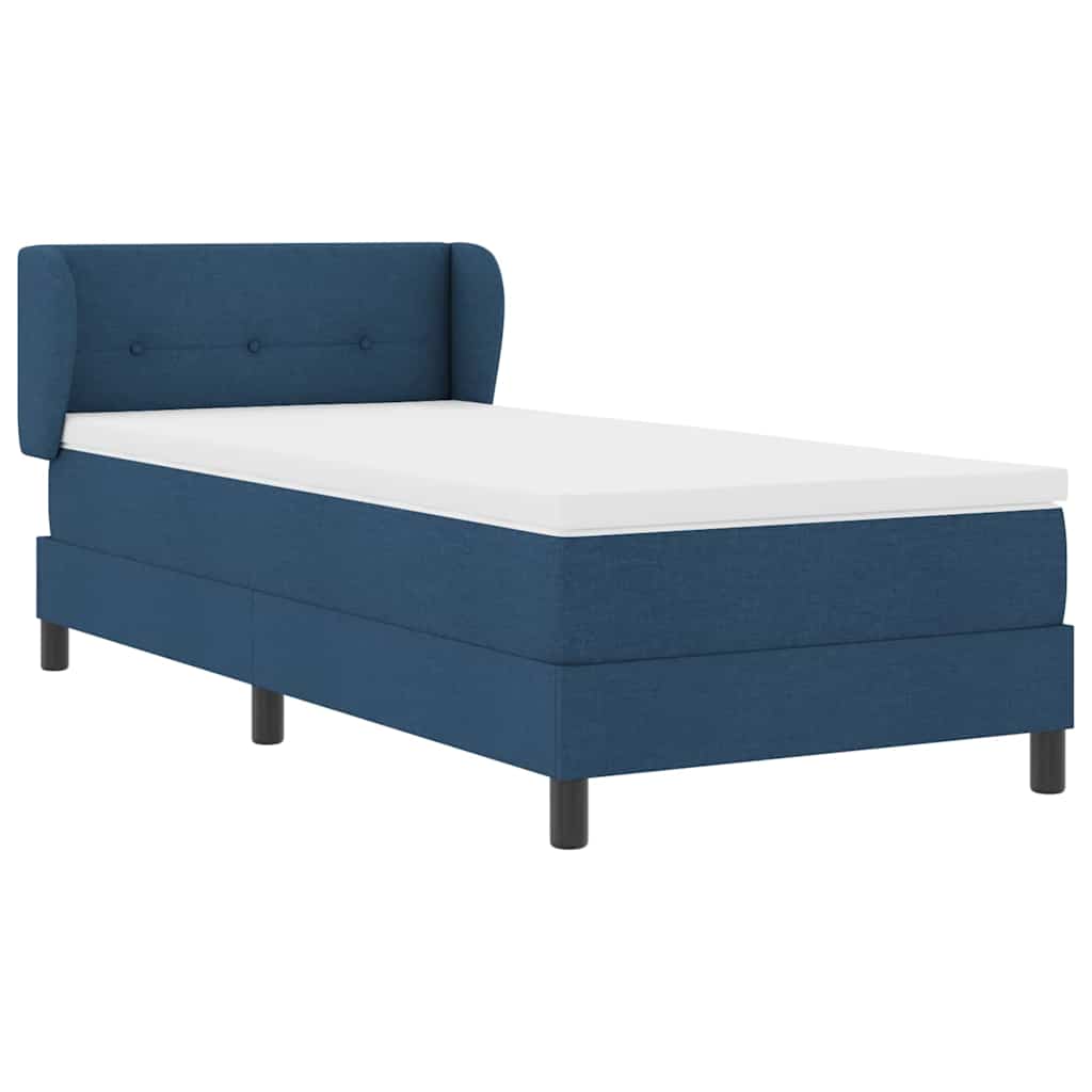 vidaXL Łóżko sprężynowe z materacem Niebieski 90 x 190 cm tkanina