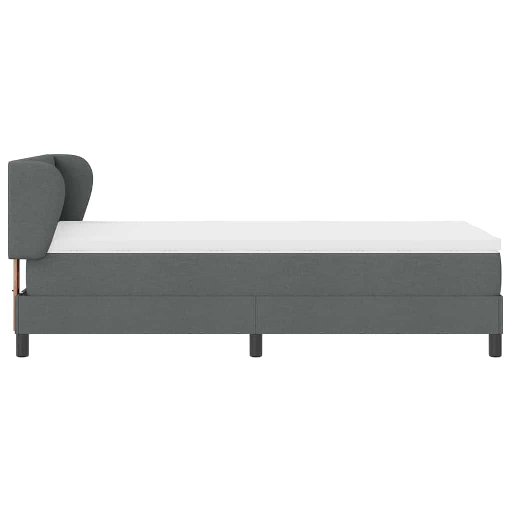 vidaXL Łóżko sprężynowe Z zagłówkiem ciemno szary 100 x 200 cm tkanina