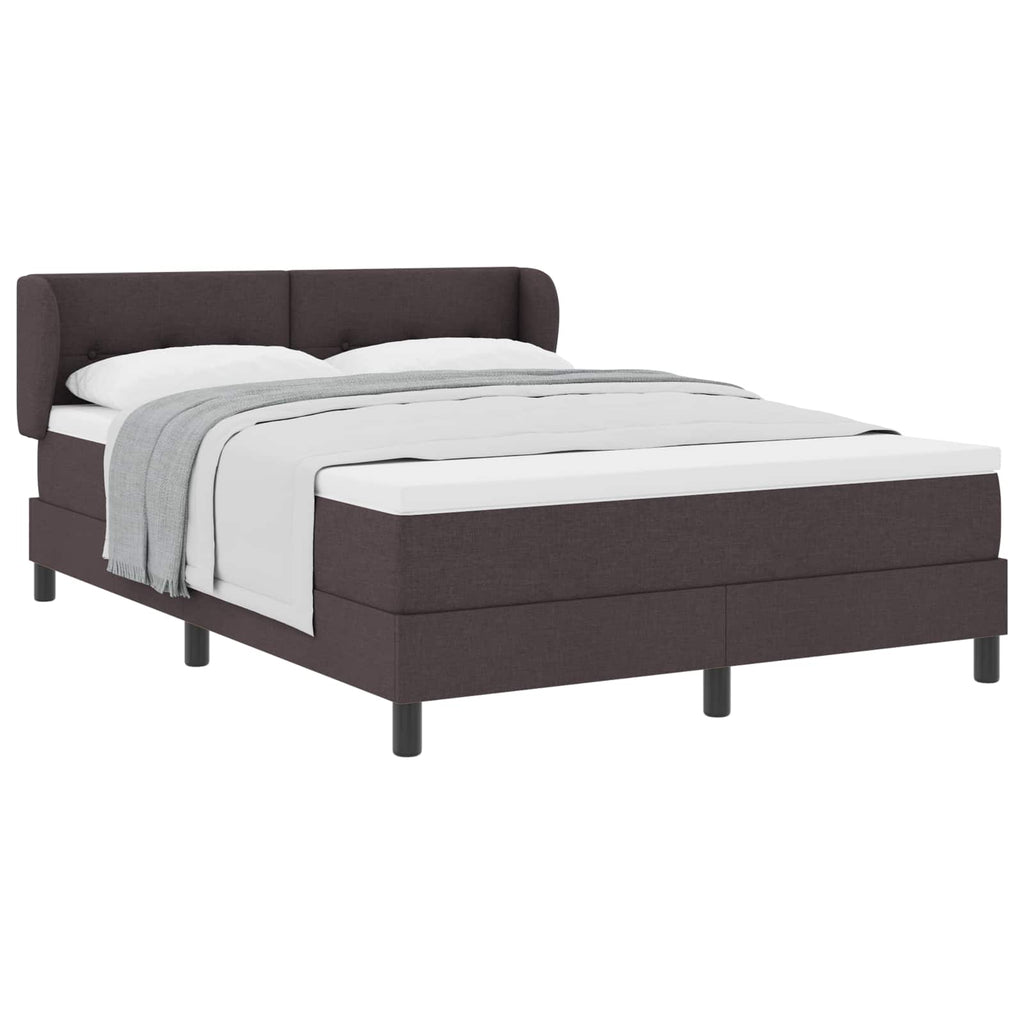 vidaXL Łóżko sprężynowe z materacem Ciemny brąz 140 x 190 cm tkanina