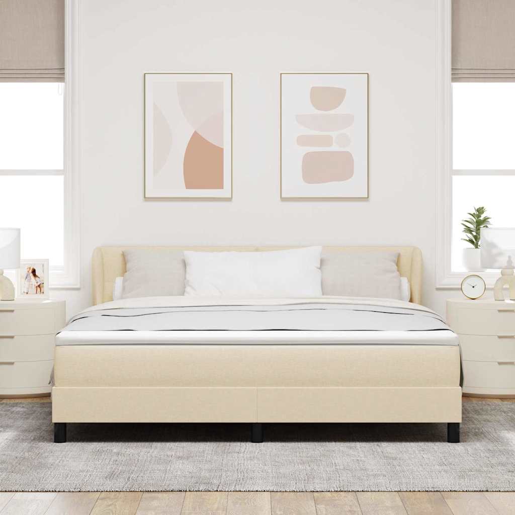 vidaXL Łóżko sprężynowe z materacem Kremowy 180 x 200 cm tkanina