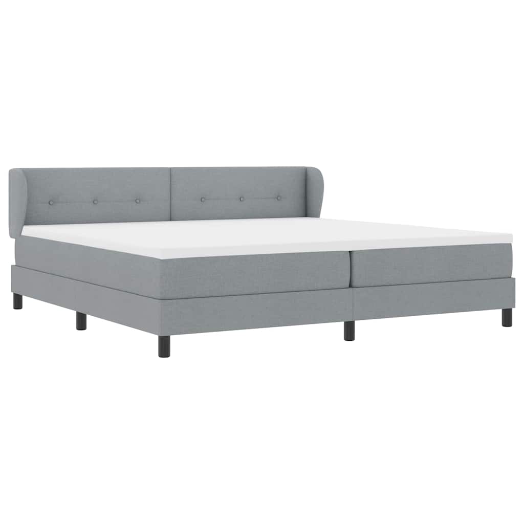 vidaXL Łóżko sprężynowe Z zagłówkiem Jasnoszary 200 x 200 cm tkanina