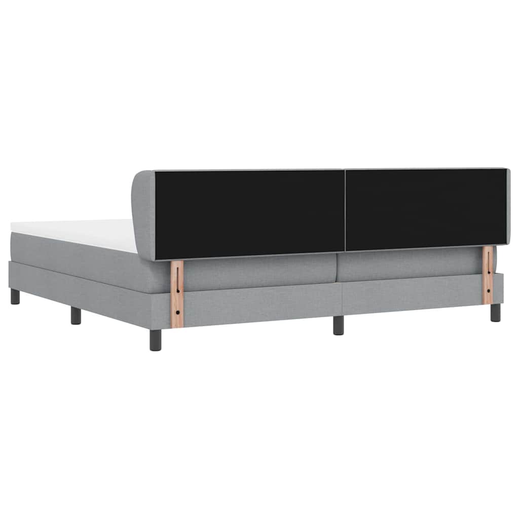 vidaXL Łóżko sprężynowe Z zagłówkiem Jasnoszary 200 x 200 cm tkanina