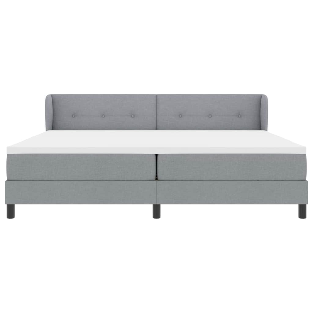 vidaXL Łóżko sprężynowe Z zagłówkiem Jasnoszary 200 x 200 cm tkanina