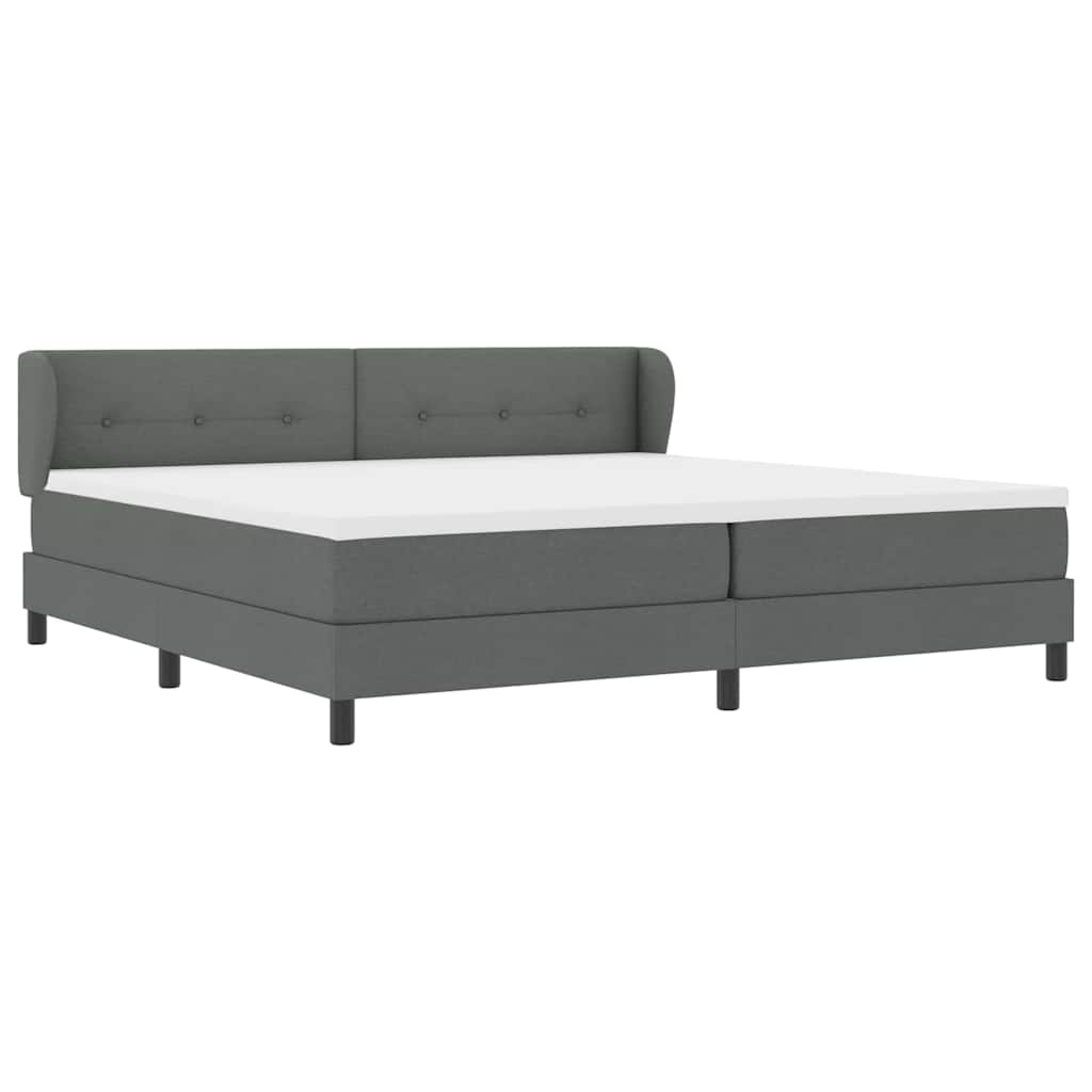 vidaXL Łóżko sprężynowe Z zagłówkiem ciemno szary 200 x 200 cm tkanina