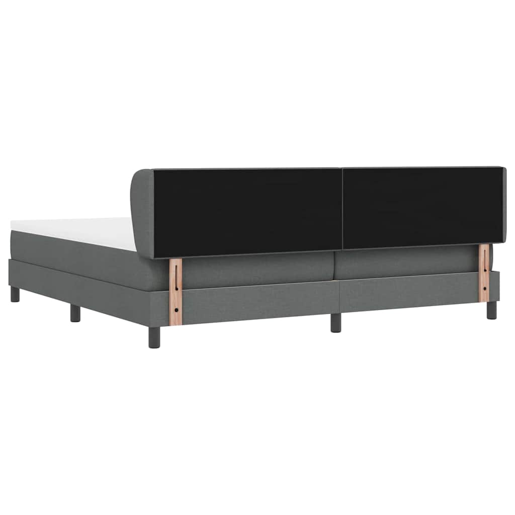 vidaXL Łóżko sprężynowe Z zagłówkiem ciemno szary 200 x 200 cm tkanina