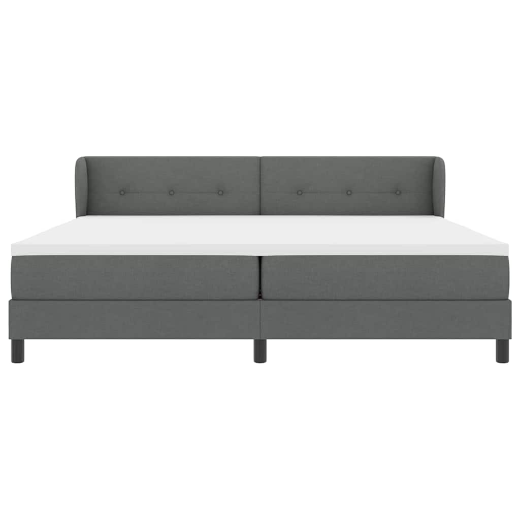 vidaXL Łóżko sprężynowe Z zagłówkiem ciemno szary 200 x 200 cm tkanina