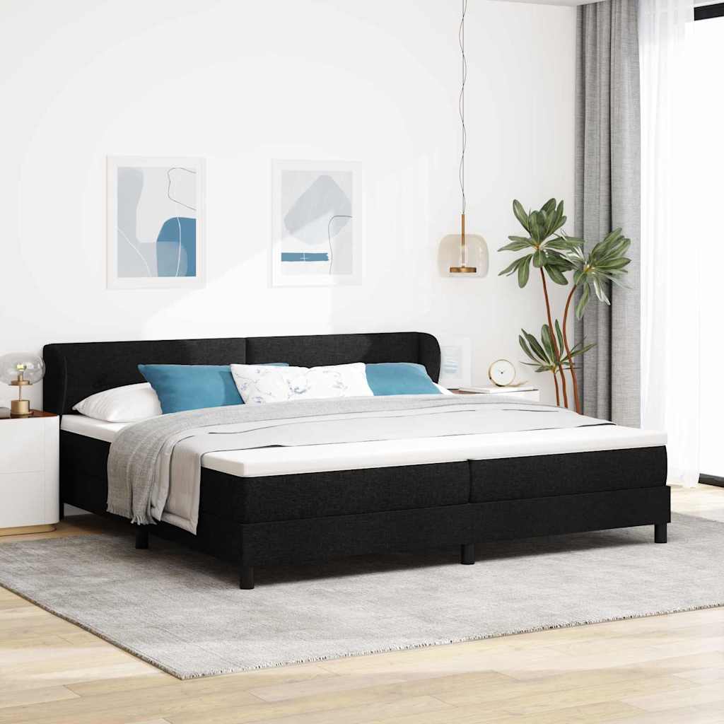 vidaXL Łóżko sprężynowe Z zagłówkiem Czarny 200 x 200 cm tkanina