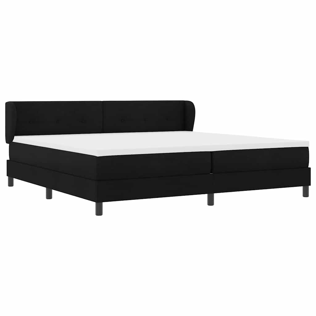 vidaXL Łóżko sprężynowe Z zagłówkiem Czarny 200 x 200 cm tkanina