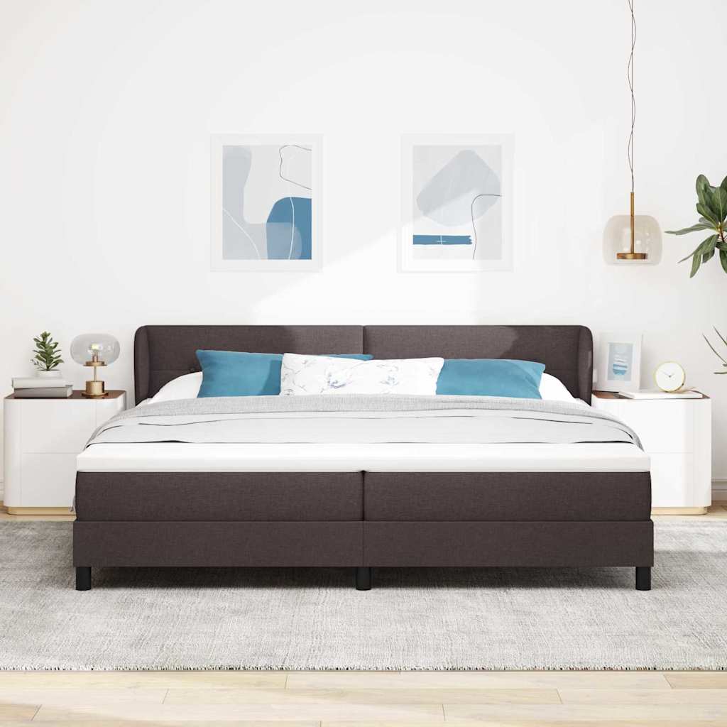 vidaXL Łóżko sprężynowe Z zagłówkiem Ciemny brąz 200 x 200 cm tkanina