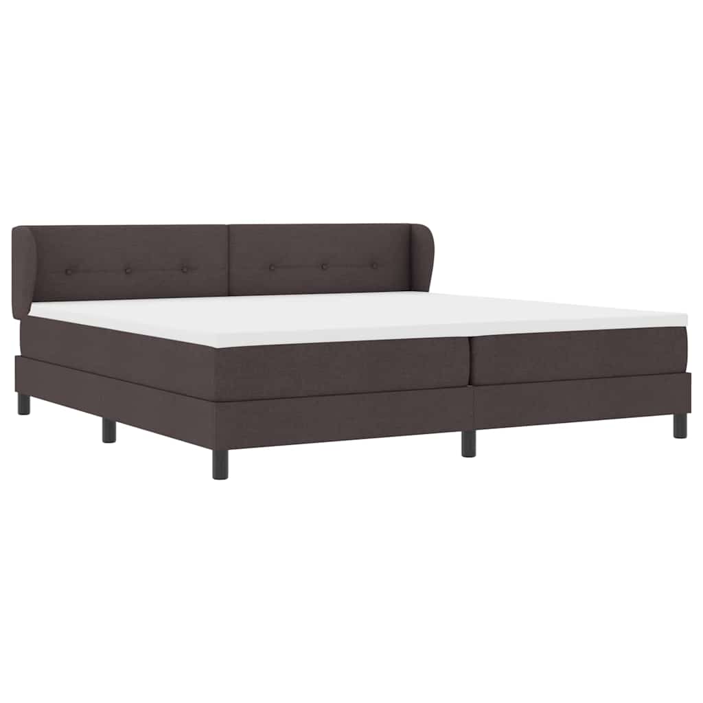 vidaXL Łóżko sprężynowe Z zagłówkiem Ciemny brąz 200 x 200 cm tkanina